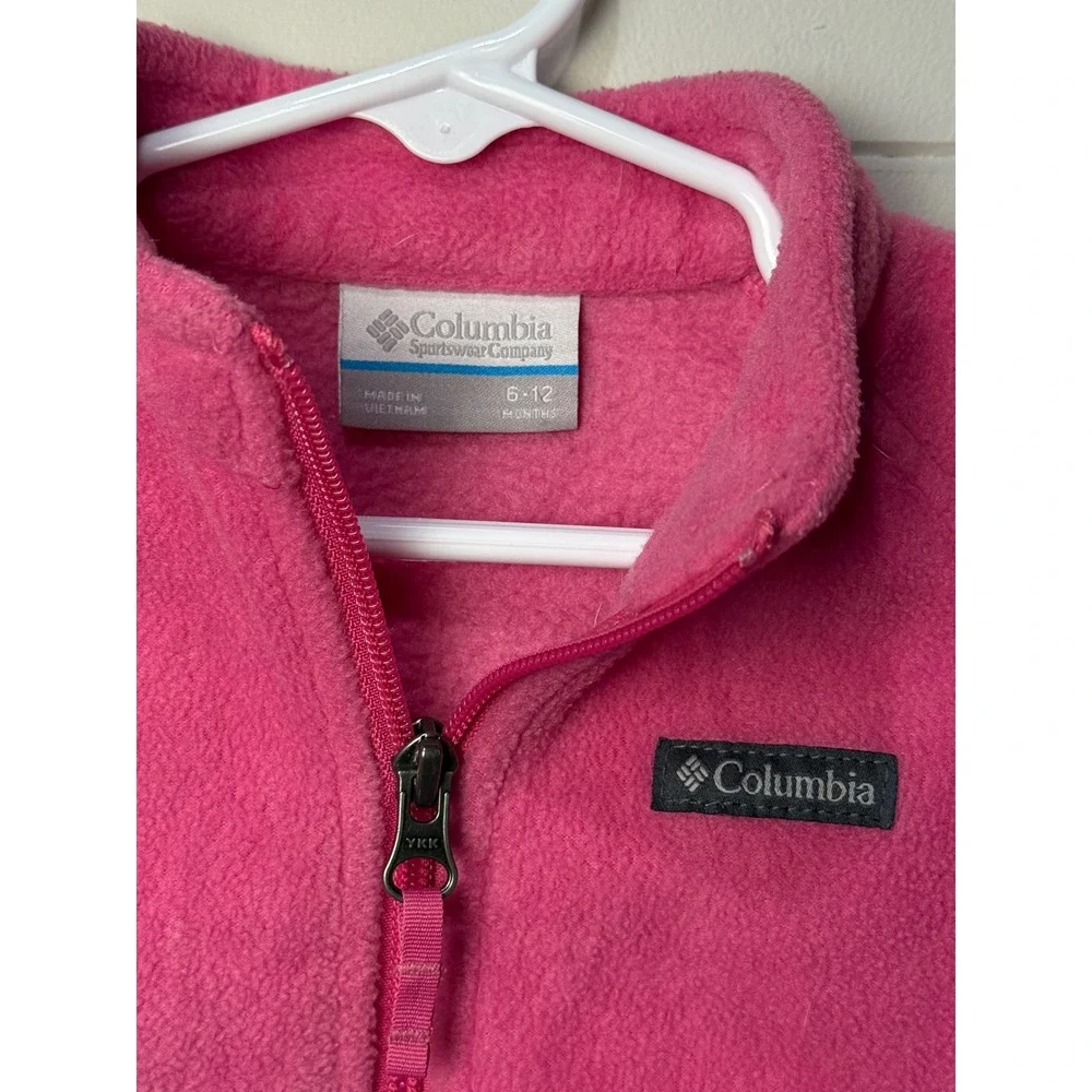 Columbia Kids Fleece‎ Jacket Pink Full Zip Size 6 12 Months Toddler